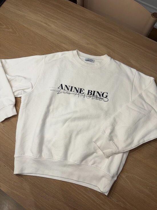 Anine Bing Sweaters - Anine Bing Ramona Sweatshirt Doodle - Ivory - Size Small
